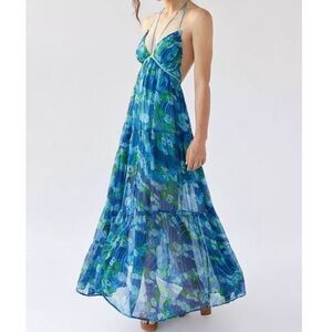 Urban Outfitters Blue Floral Maxi Sundress